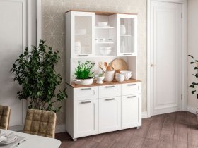 Буфет Катерини (дуб бельмунд/белое дерево) в Раздольном - razdolnoe.mebel-nsk.ru | фото