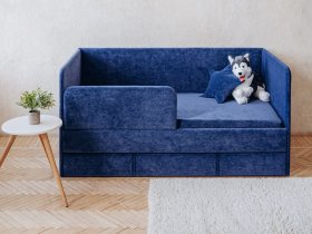 Диван-кровать Happy (синий) в Раздольном - razdolnoe.mebel-nsk.ru | фото