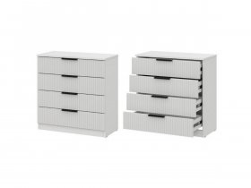 Комод 4 ящика (МДФ) Эккервуд (белый) в Раздольном - razdolnoe.mebel-nsk.ru | фото