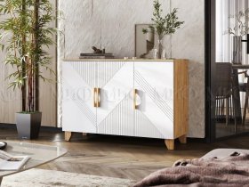 Комод Ирис (дуб крафт/браш вайт) в Раздольном - razdolnoe.mebel-nsk.ru | фото