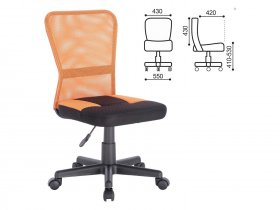 Кресло компактное BRABIX Smart MG-313, без подлокотников, комбинированное, черное/оранжевое в Раздольном - razdolnoe.mebel-nsk.ru | фото
