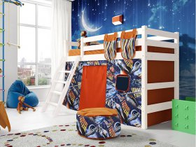Кровать полувысокая Соня (вариант 6) с наклонной лестницей в Раздольном - razdolnoe.mebel-nsk.ru | фото