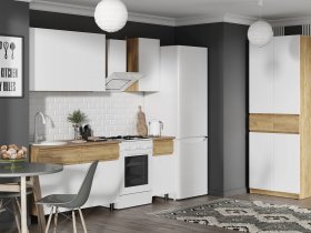 Кухонный гарнитур Квик-степ 1,6м (дуб крафт золотой/белый шагрень) в Раздольном - razdolnoe.mebel-nsk.ru | фото