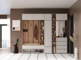 Модульная прихожая 2,4 м Прага (кашемир) в Раздольном - razdolnoe.mebel-nsk.ru | фото