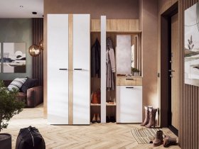 Модульная прихожая Санса (дуб сонома/белый) в Раздольном - razdolnoe.mebel-nsk.ru | фото