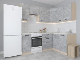 Модульная угловая кухня 1,4м*2,1м Лада (цемент) в Раздольном - razdolnoe.mebel-nsk.ru | фото