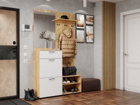 Прихожая Монтана (дуб крафт золотой/белый) в Раздольном - razdolnoe.mebel-nsk.ru | фото
