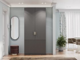 Шкаф двухстворчатый Эккервуд (Нью) (графит) в Раздольном - razdolnoe.mebel-nsk.ru | фото