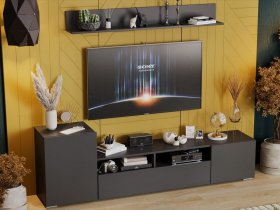 Стенка «Сильвия» (графит серый) в Раздольном - razdolnoe.mebel-nsk.ru | фото