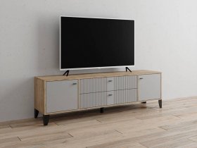 Тумба под ТВ Парус-10 (дуб крафт серый/серый) в Раздольном - razdolnoe.mebel-nsk.ru | фото