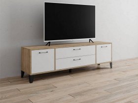 Тумба под ТВ Парус-13 (дуб крафт серый/белый) в Раздольном - razdolnoe.mebel-nsk.ru | фото