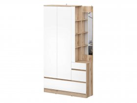 Вешалка с зеркалом Брауни (дуб делано/белый) в Раздольном - razdolnoe.mebel-nsk.ru | фото